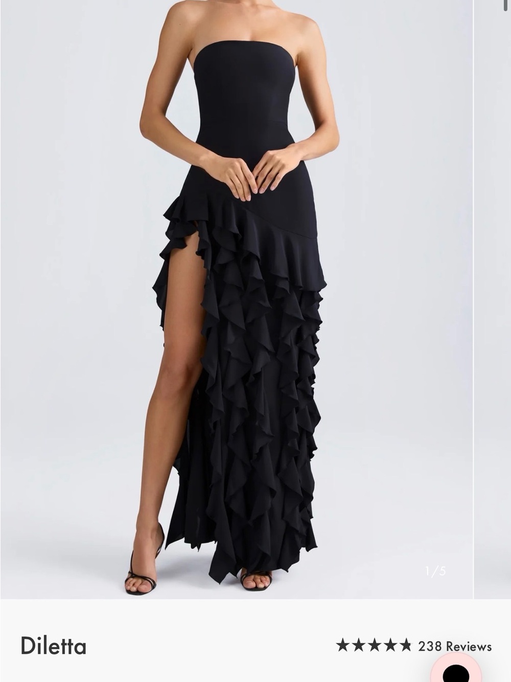 Oh Polly Diletta black maxi dress with ruffled hem/ size US 4
